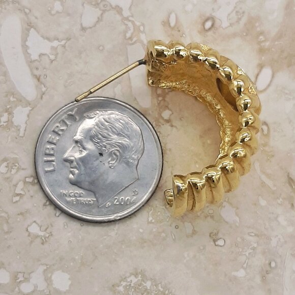 VTG Givenchy Gold Tone Shrimp Rhinestone Post Back Pierced Earrings - Picture 10 of 10